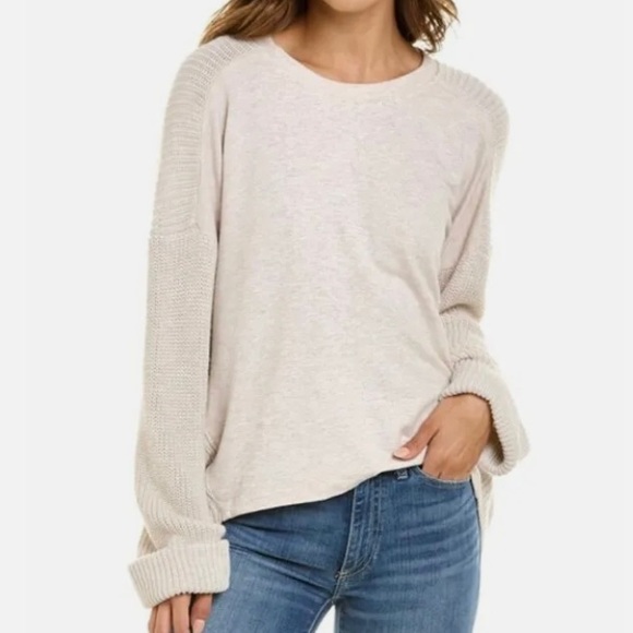 Splendid Sweaters - Splendid Mixed-Fabric Crewneck Sweater